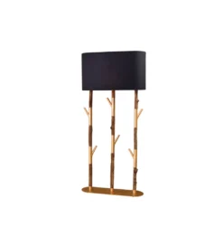 Lampa stojąca WARDROBE 150 cm naturalny z abażurem czarno-złotym*Invicta Interior Discount