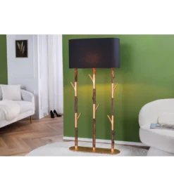 Lampa stojąca WARDROBE 150 cm naturalny z abażurem czarno-złotym*Invicta Interior Discount