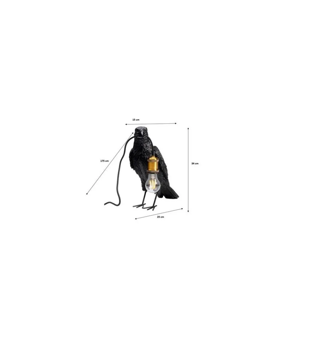 Lampa stołowa Animal Crow 34 cm czarna*KDesign Sale