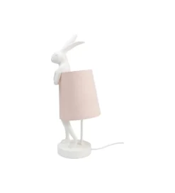 Lampa stołowa Animal Rabbit 50 cm biało różowa*KDesign Online