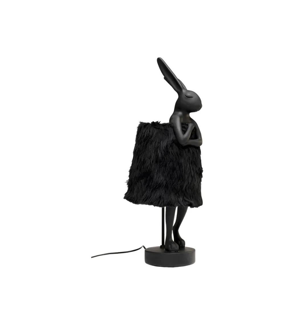 Lampa stołowa ANIMAL RABBIT FUR 68 cm czarna*KDesign Best