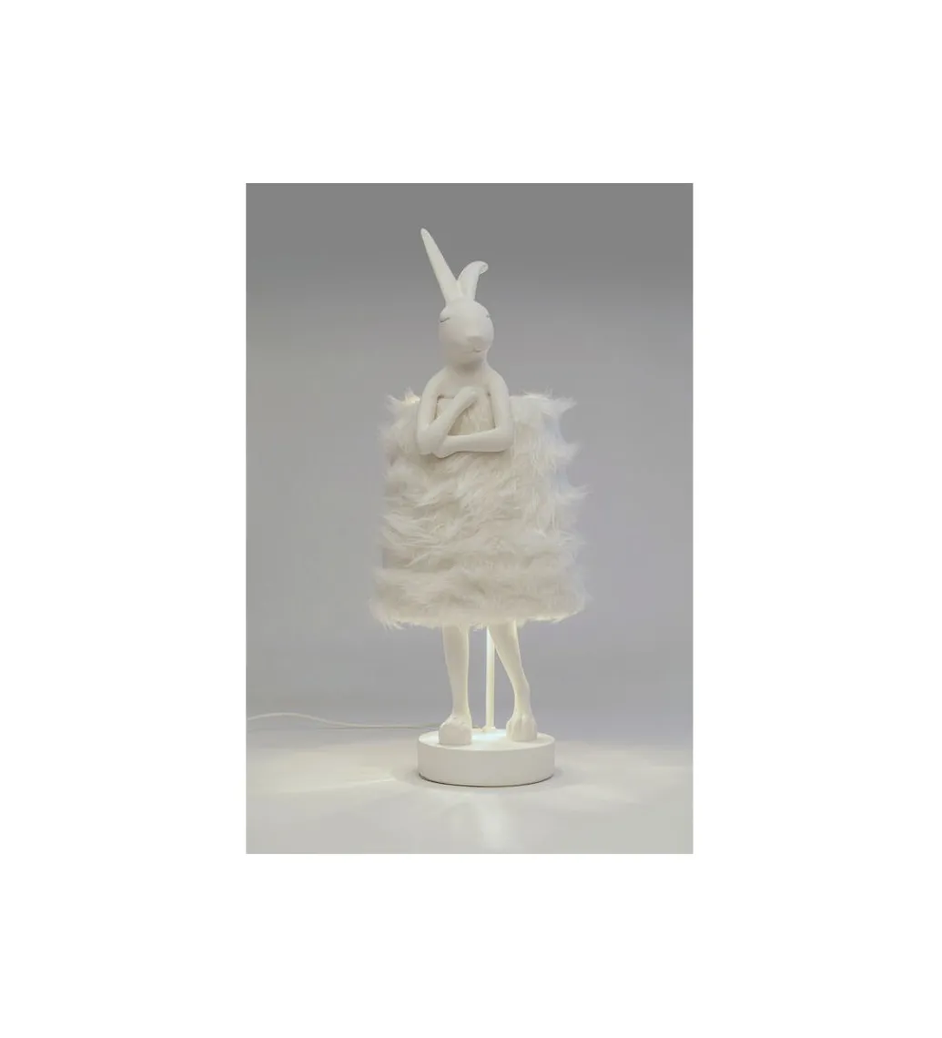 Lampa stołowa ANIMAL RABBIT FUR 68 cm srebrno biała*KDesign Hot