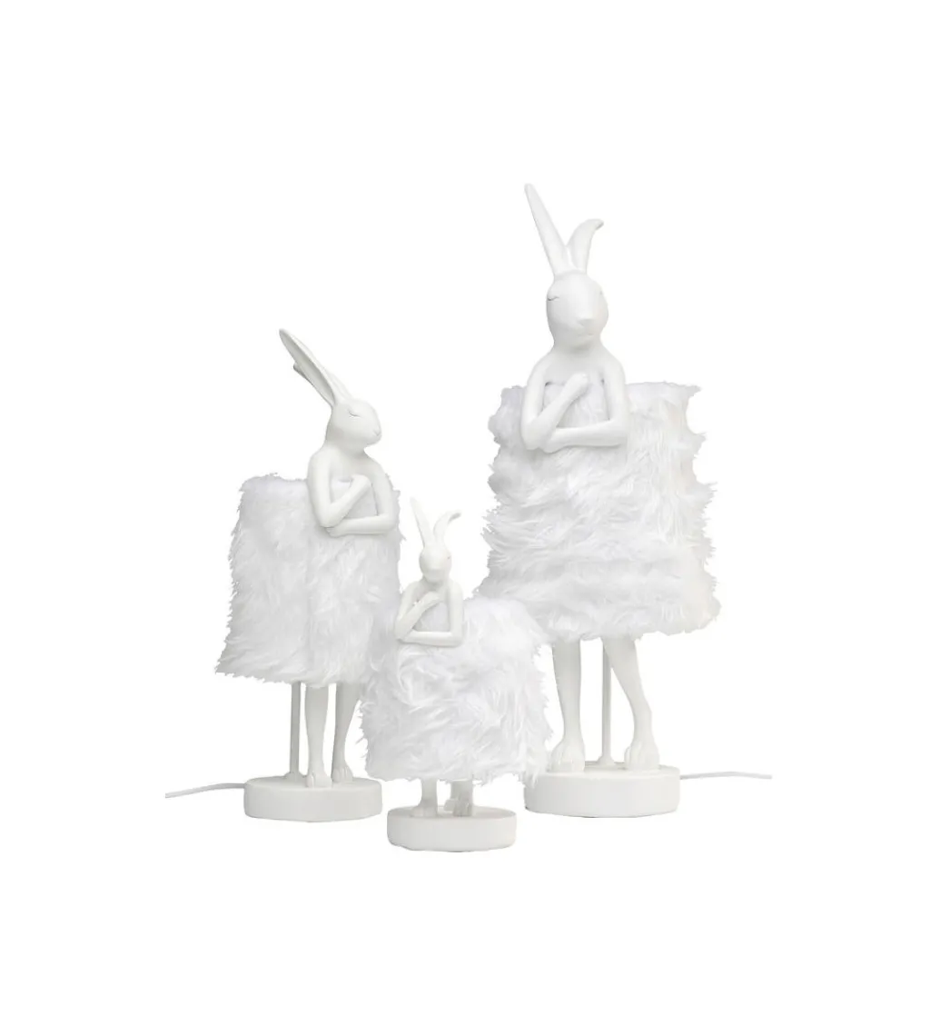 Lampa stołowa ANIMAL RABBIT FUR 68 cm srebrno biała*KDesign Hot