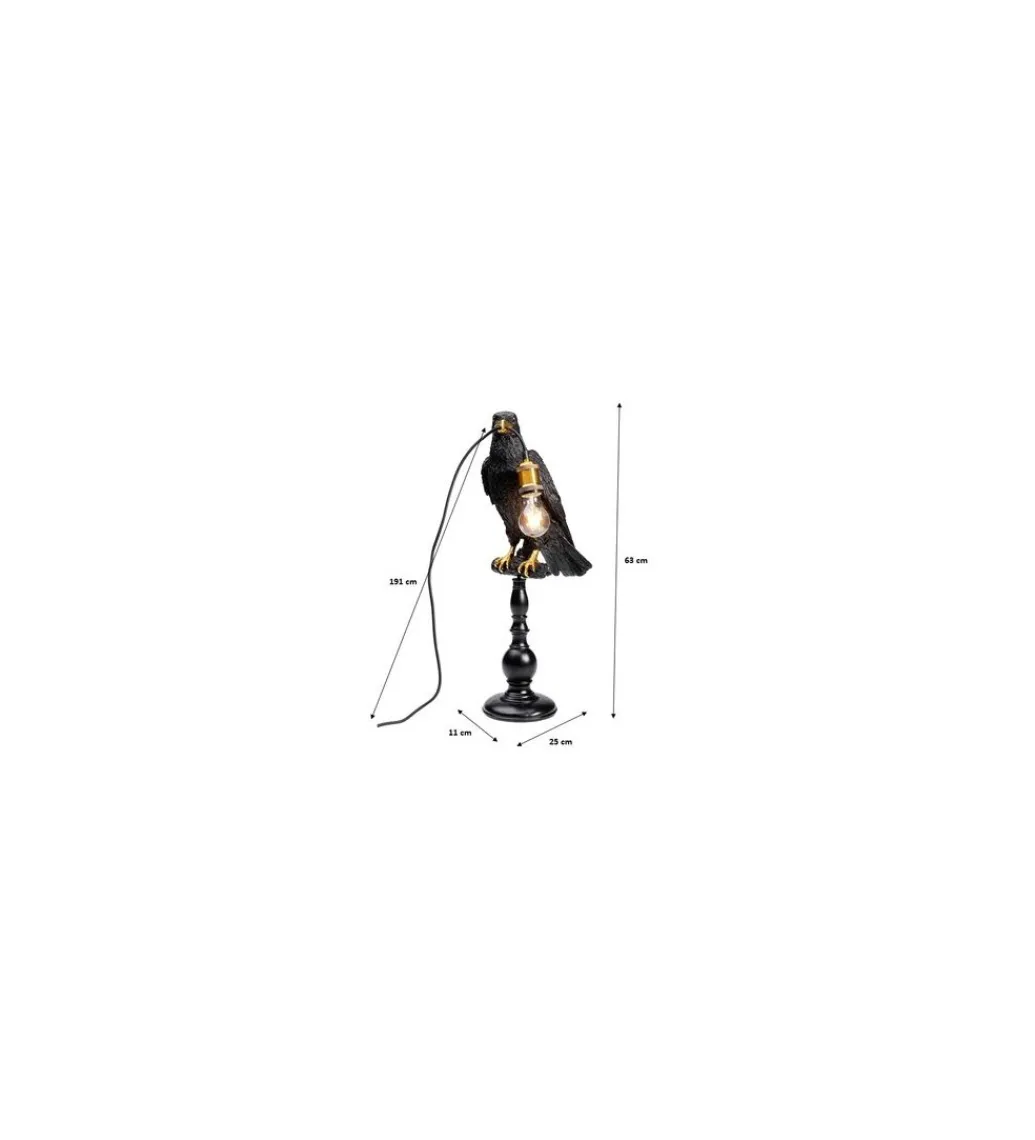 Lampa stołowa ANIMAL SITTING CROW 61 cm czarna*KDesign Hot