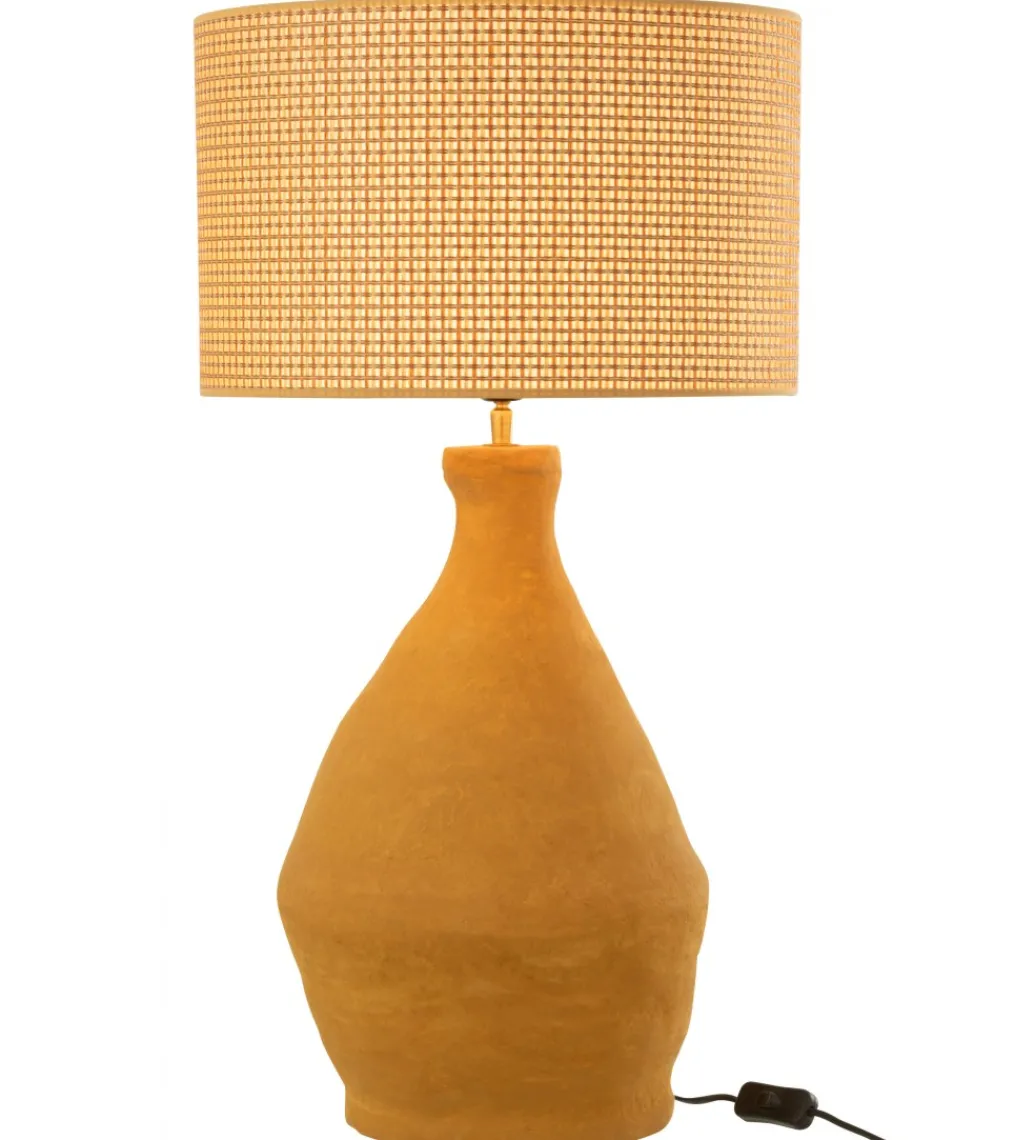 Lampa stołowa CENTRUS papier mache żołta*J-Line Outlet