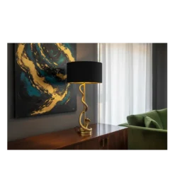 Lampa stołowa COBRA 110 cm czarna złota*Invicta Interior Outlet