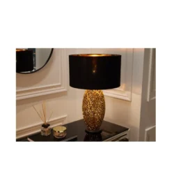 Lampa stołowa FLANK 40 cm czarno złota*Invicta Interior