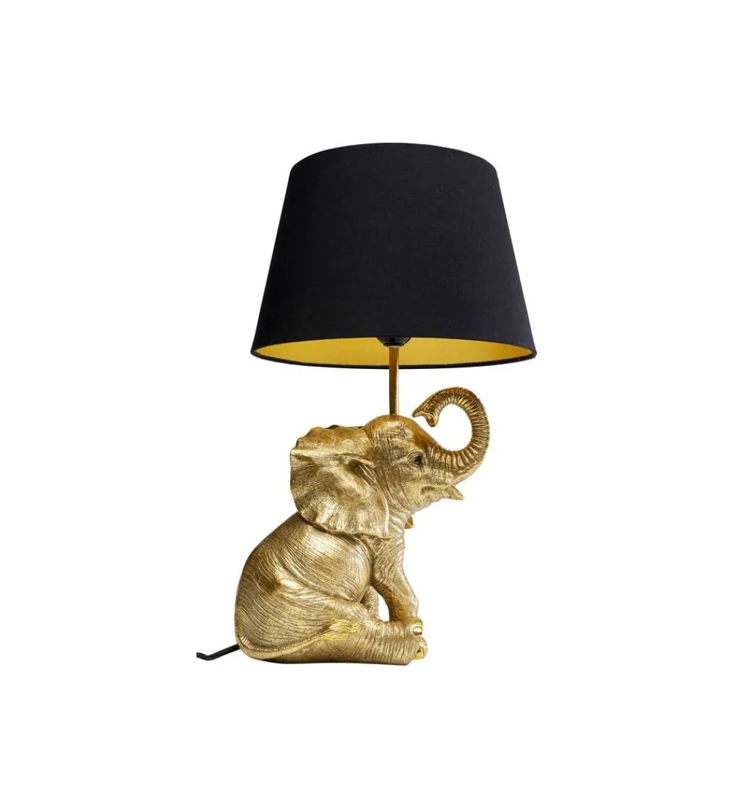 Lampa stołowa Happy Elefant 48 cm złoto czarna*KDesign