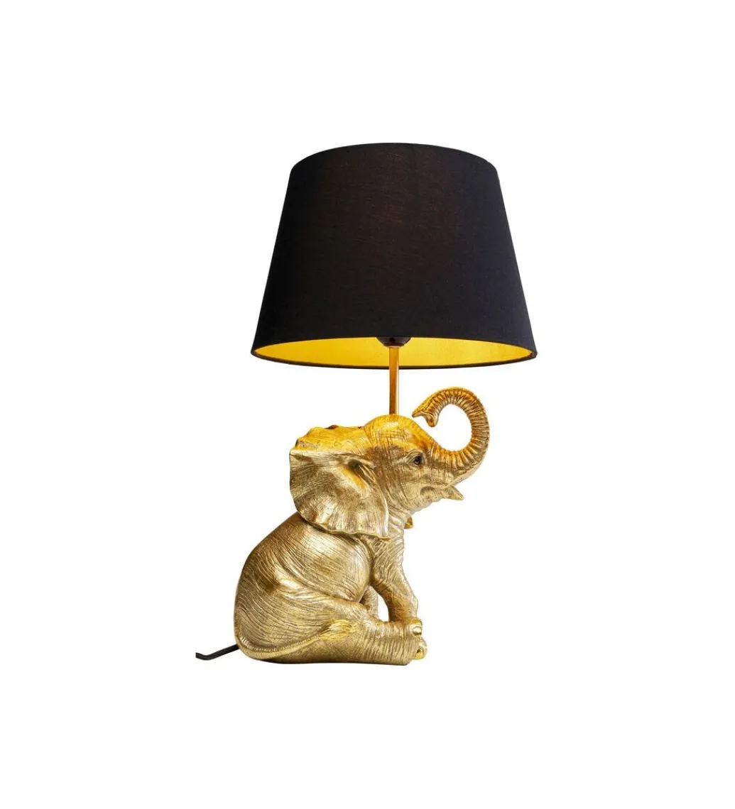 Lampa stołowa Happy Elefant 48 cm złoto czarna*KDesign