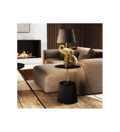Lampa stołowa Happy Elefant 48 cm złoto czarna*KDesign