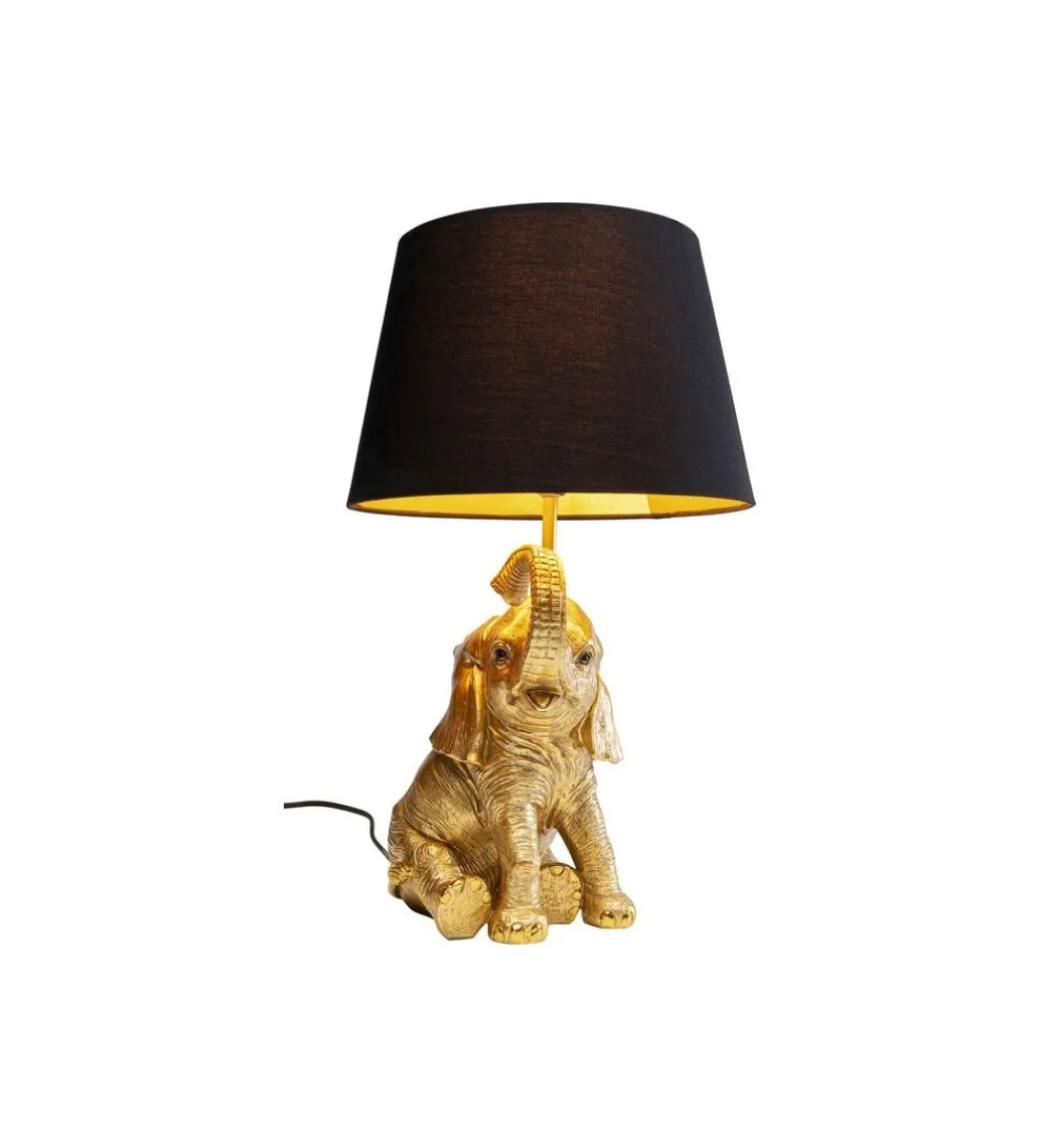 Lampa stołowa Happy Elefant 48 cm złoto czarna*KDesign