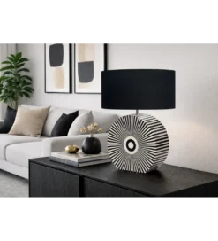Lampa stołowa HARMONY NATURE 65 cm czarnobiała*Invicta Interior Outlet