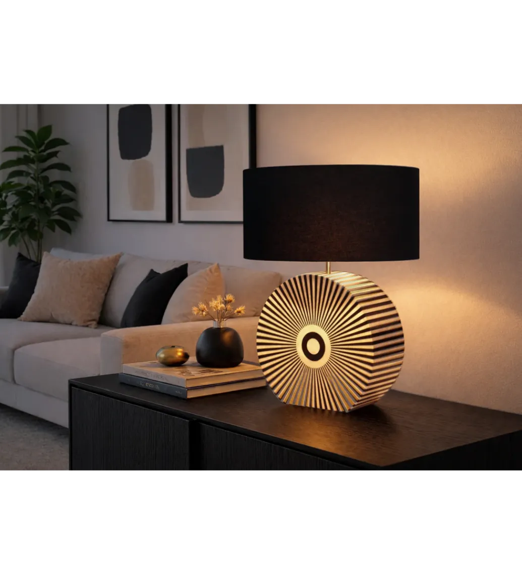 Lampa stołowa HARMONY NATURE 65 cm czarnobiała*Invicta Interior Outlet