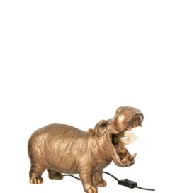 Lampa stołowa Hippo 25 cm antyczny miedź*J-Line Best