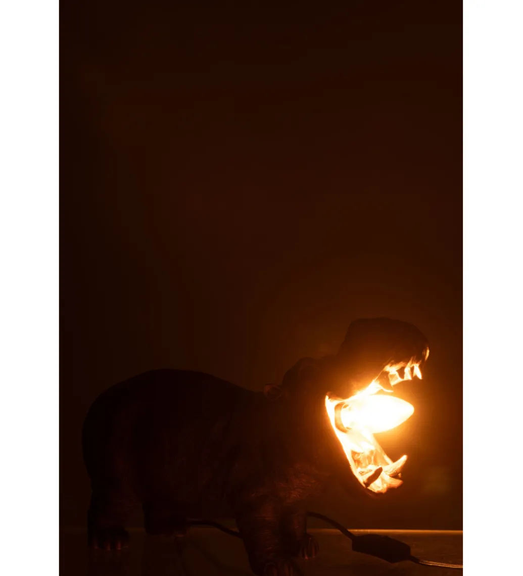 Lampa stołowa Hippo 25 cm antyczny miedź*J-Line Best