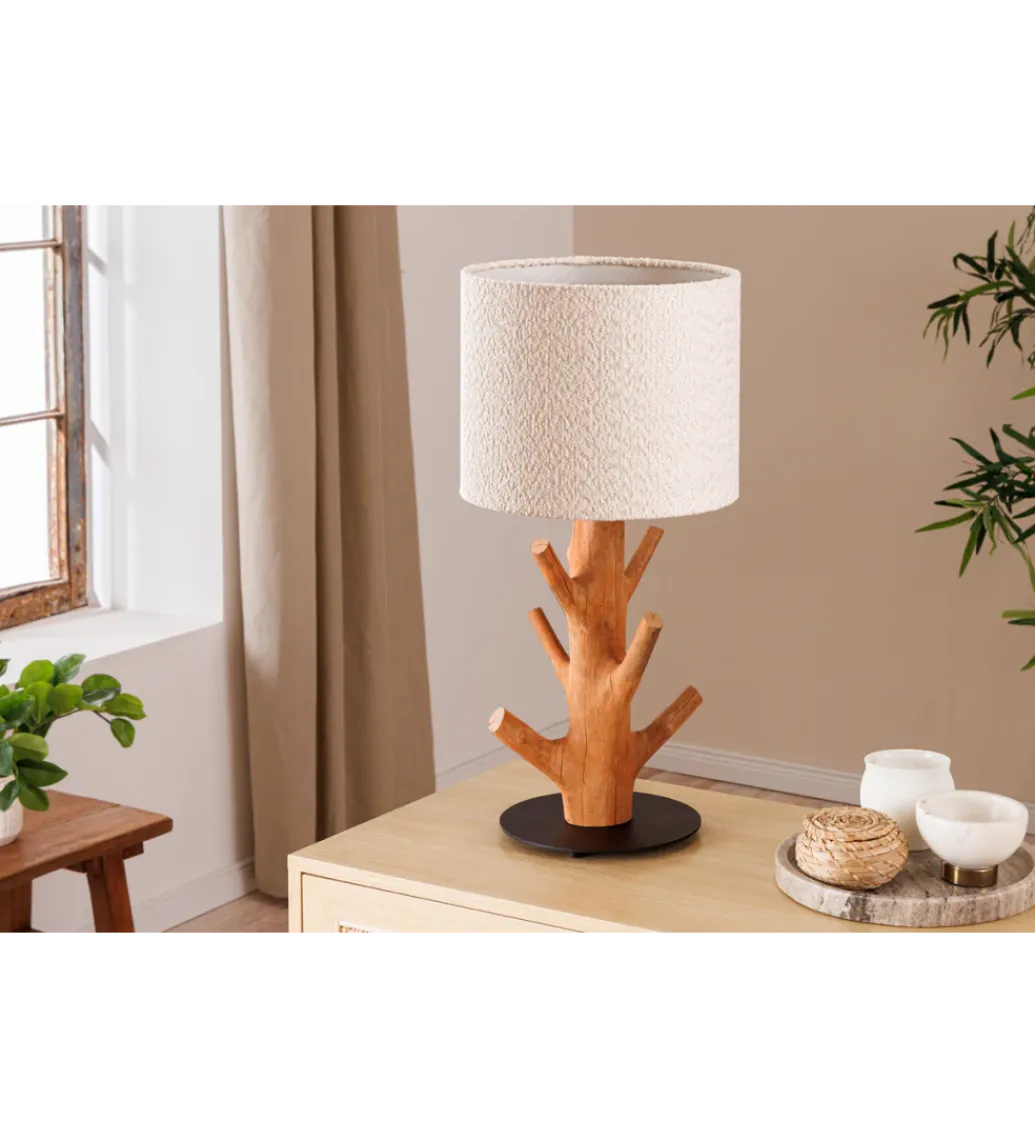 Lampa stołowa JEWELRY 60 cm drewno mangostan boucle*Invicta Interior Outlet