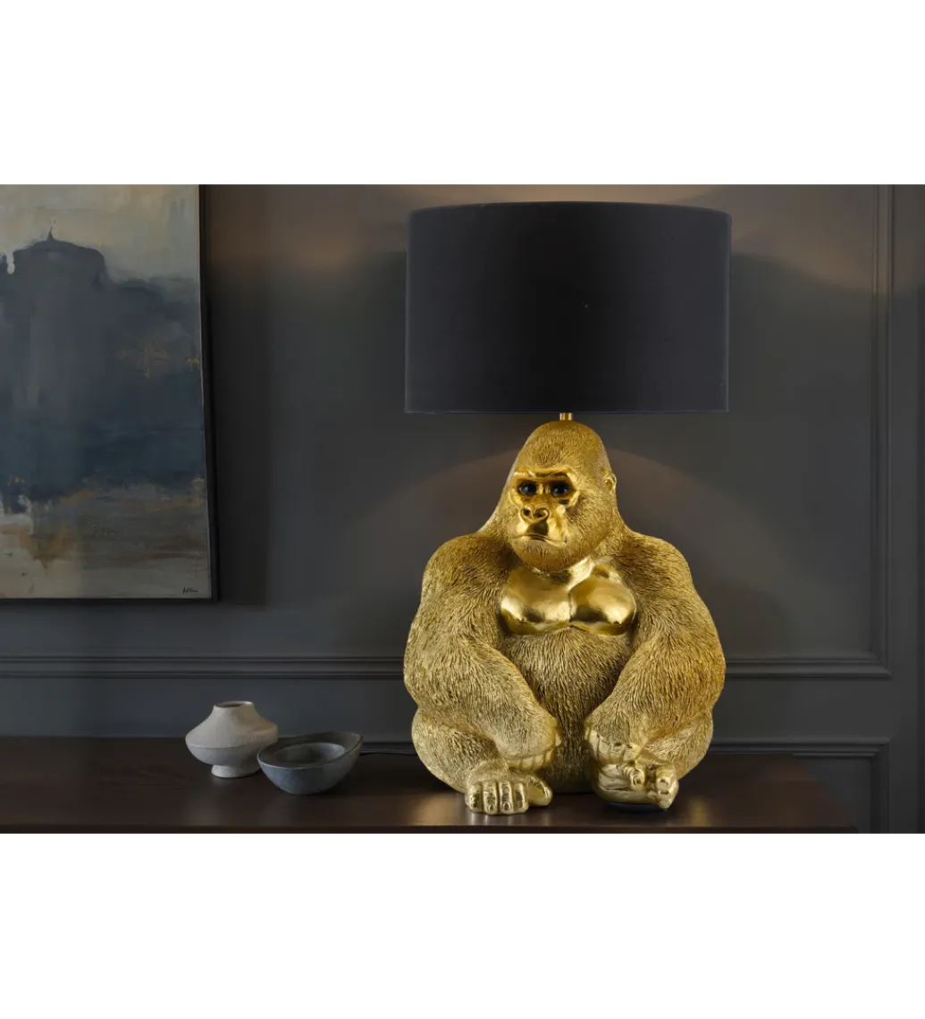 Lampa stołowa KING APE 54 cm czarna złota*Invicta Interior Sale