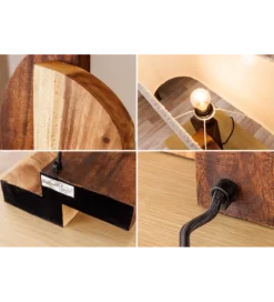 Lampa stołowa LOVERS 60 cm drewno deszczowe boucle*Invicta Interior