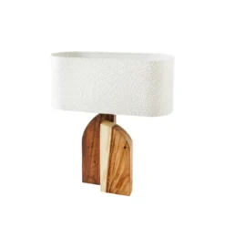 Lampa stołowa LOVERS 60 cm drewno deszczowe boucle*Invicta Interior