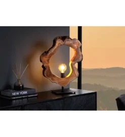 Lampa stołowa MIKO 55 cm drewno teak*Invicta Interior - przedsprzedaż Discount