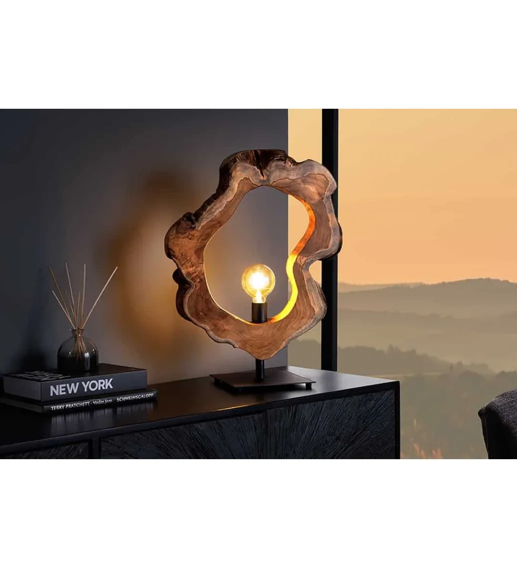 Lampa stołowa MIKO 55 cm drewno teak*Invicta Interior - przedsprzedaż Discount