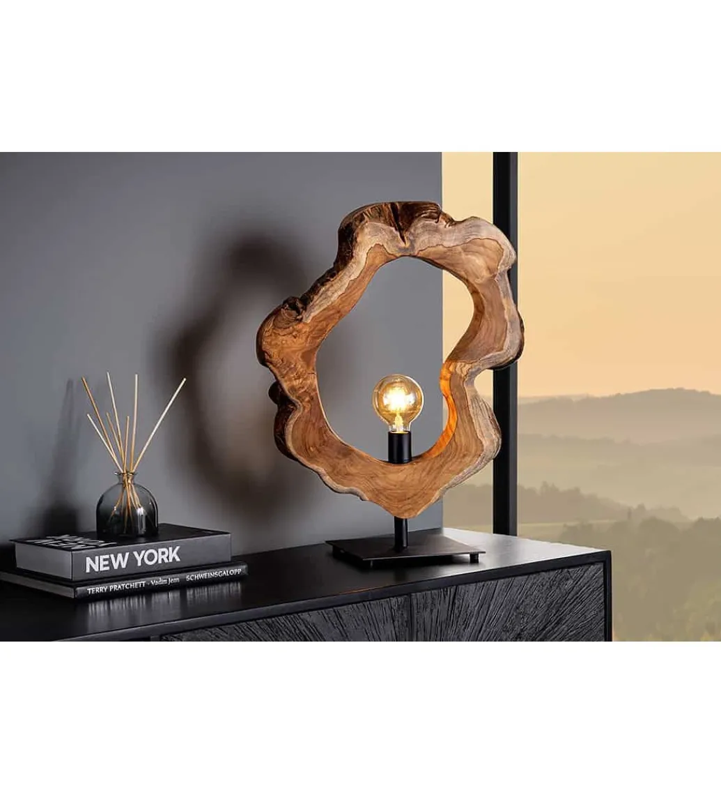 Lampa stołowa MIKO 55 cm drewno teak*Invicta Interior - przedsprzedaż Discount