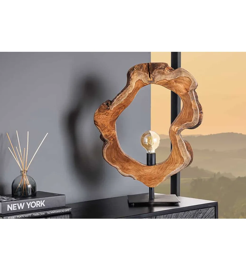 Lampa stołowa MIKO 55 cm drewno teak*Invicta Interior - przedsprzedaż Discount