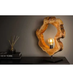 Lampa stołowa MIKO 55 cm drewno teak*Invicta Interior - przedsprzedaż Discount