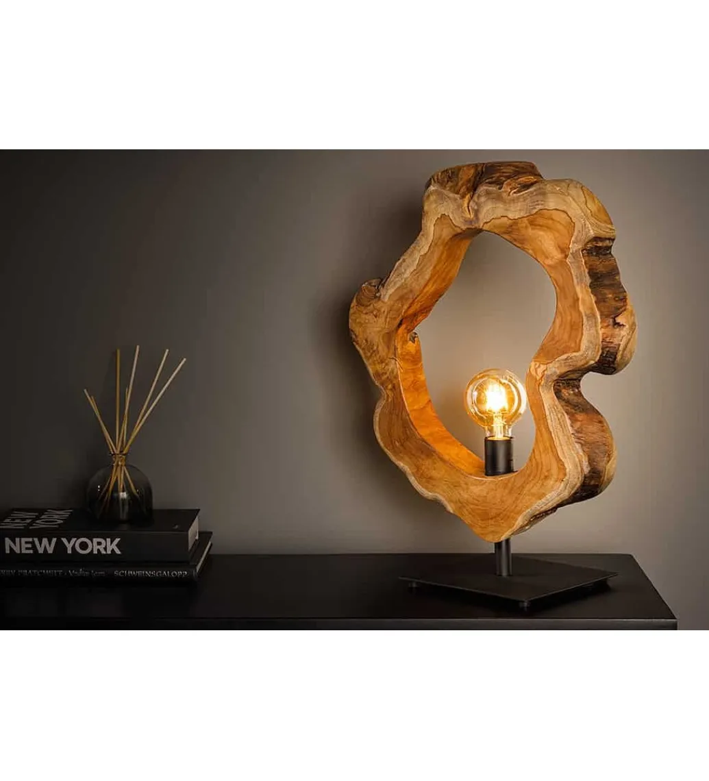 Lampa stołowa MIKO 55 cm drewno teak*Invicta Interior - przedsprzedaż Discount