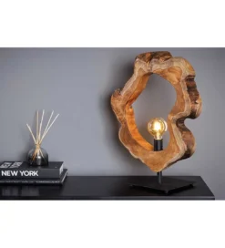 Lampa stołowa MIKO 55 cm drewno teak*Invicta Interior - przedsprzedaż Discount