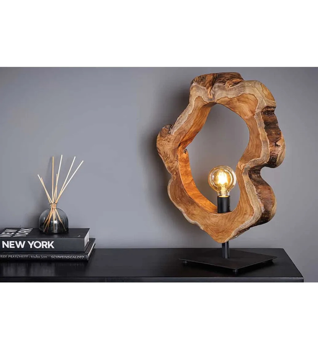 Lampa stołowa MIKO 55 cm drewno teak*Invicta Interior - przedsprzedaż Discount