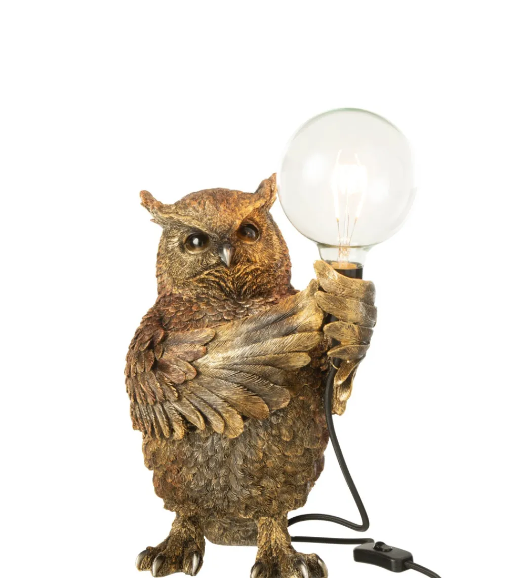 Lampa stołowa OWL 37 cm antyczny złoto*J-Line Hot