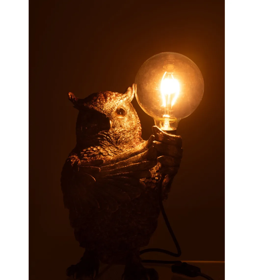 Lampa stołowa OWL 37 cm antyczny złoto*J-Line Hot
