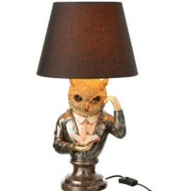 Lampa stołowa OWL SHADE 56 cm złoto antyczny brąz*J-Line Best