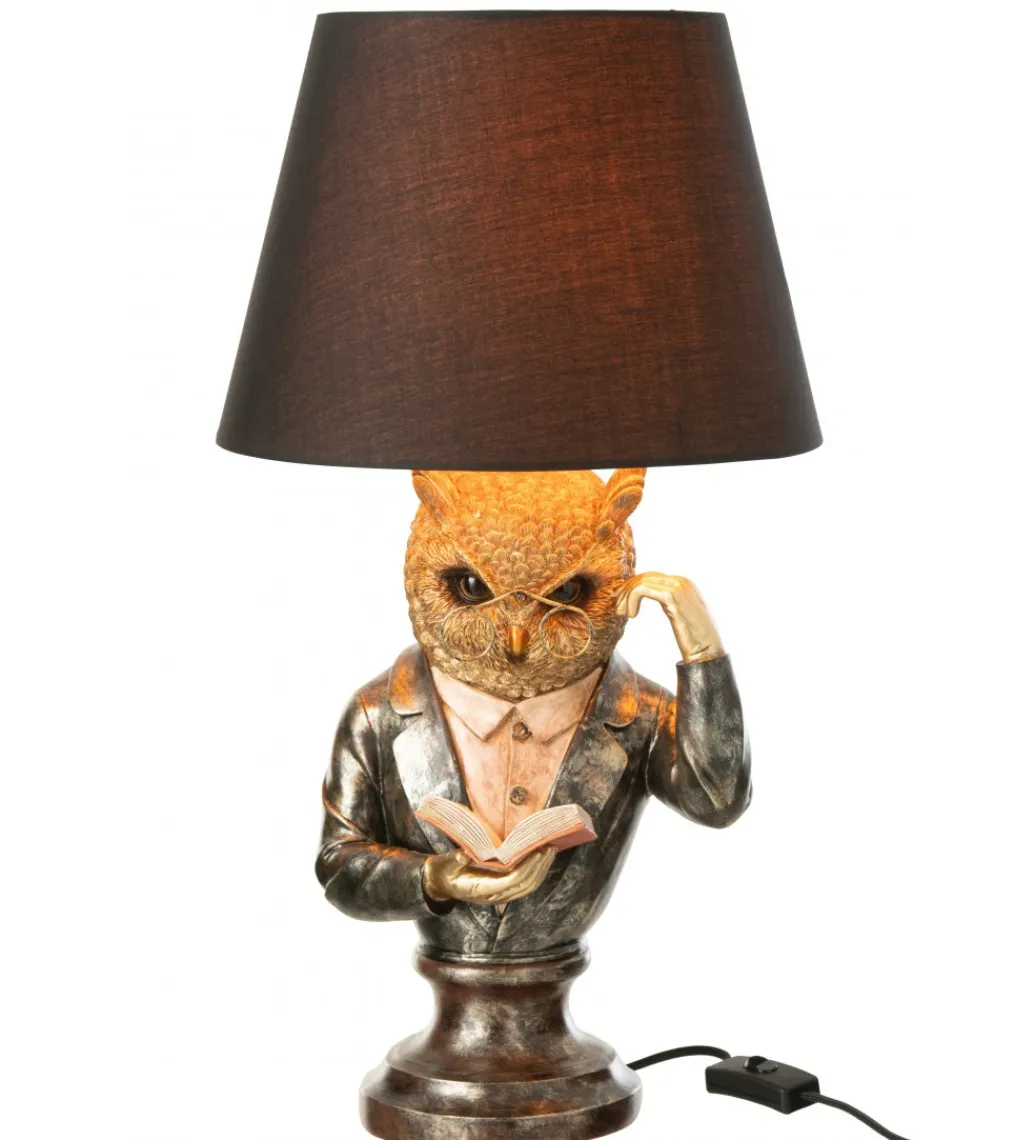 Lampa stołowa OWL SHADE 56 cm złoto antyczny brąz*J-Line Best