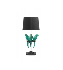 Lampa stołowa Papuga 35 cm czarno turkusowa*Invicta Interior Clearance