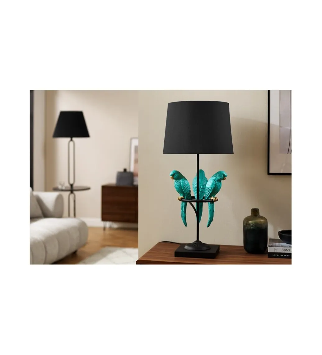 Lampa stołowa Papuga 35 cm czarno turkusowa*Invicta Interior Clearance