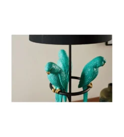Lampa stołowa Papuga 35 cm czarno turkusowa*Invicta Interior Clearance