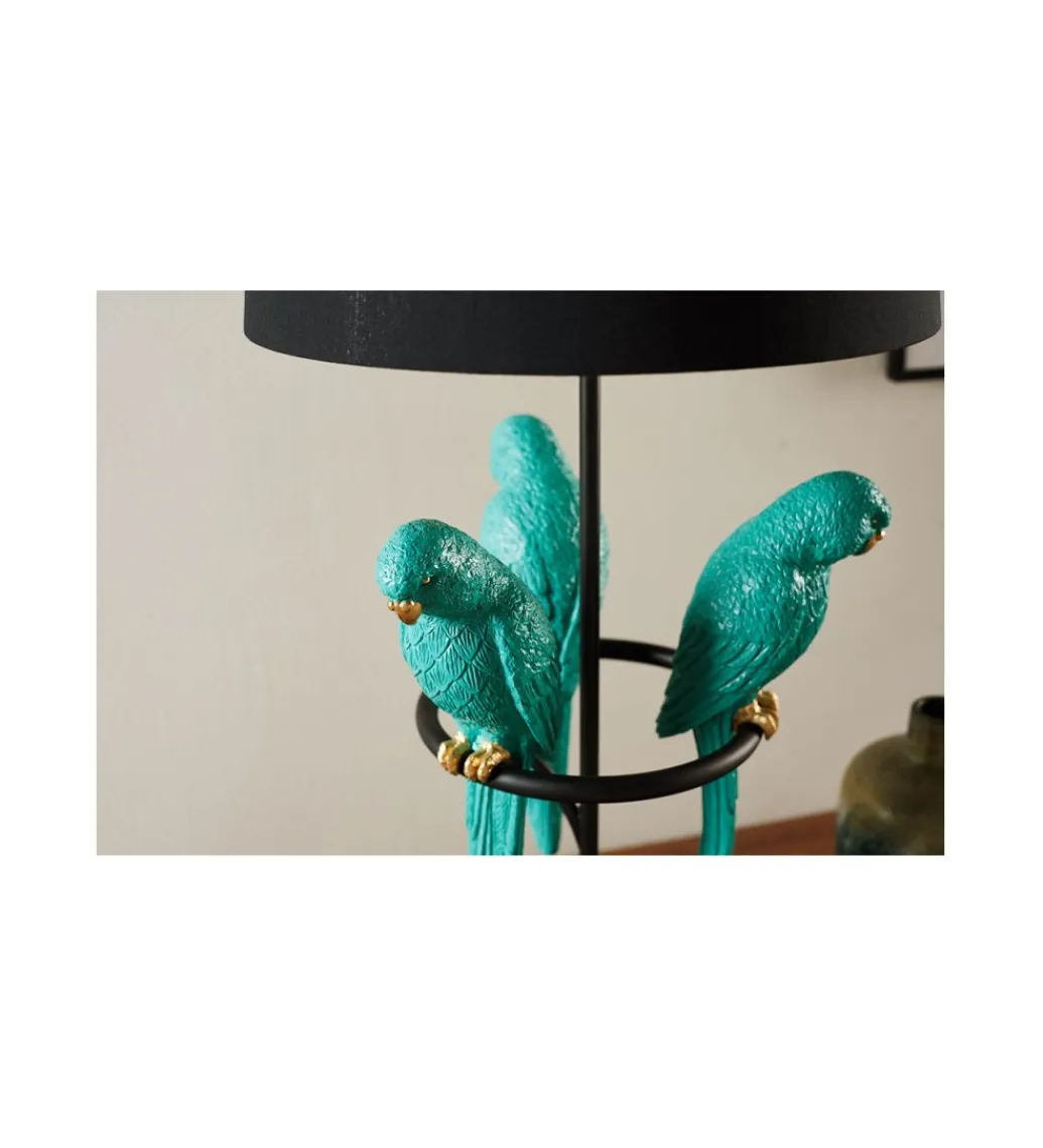 Lampa stołowa Papuga 35 cm czarno turkusowa*Invicta Interior Clearance