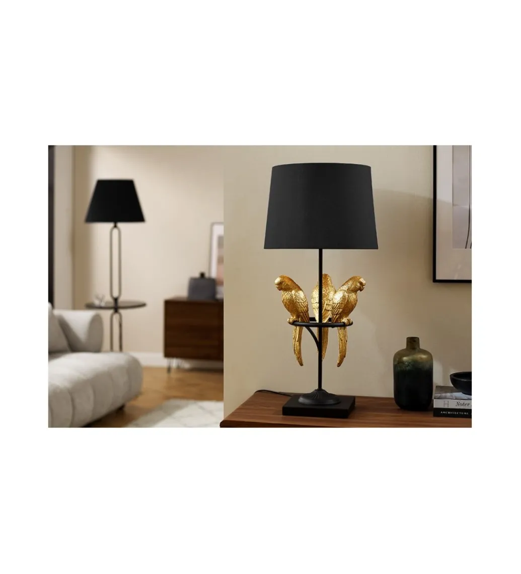 Lampa stołowa Papuga 35 cm czarno złota*Invicta Interior Clearance