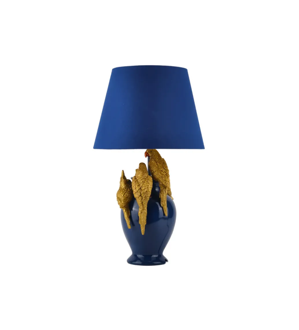 Lampa stołowa PARROT 50 cm niebieska złota*Invicta Interior Best