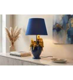 Lampa stołowa PARROT 50 cm niebieska złota*Invicta Interior Best