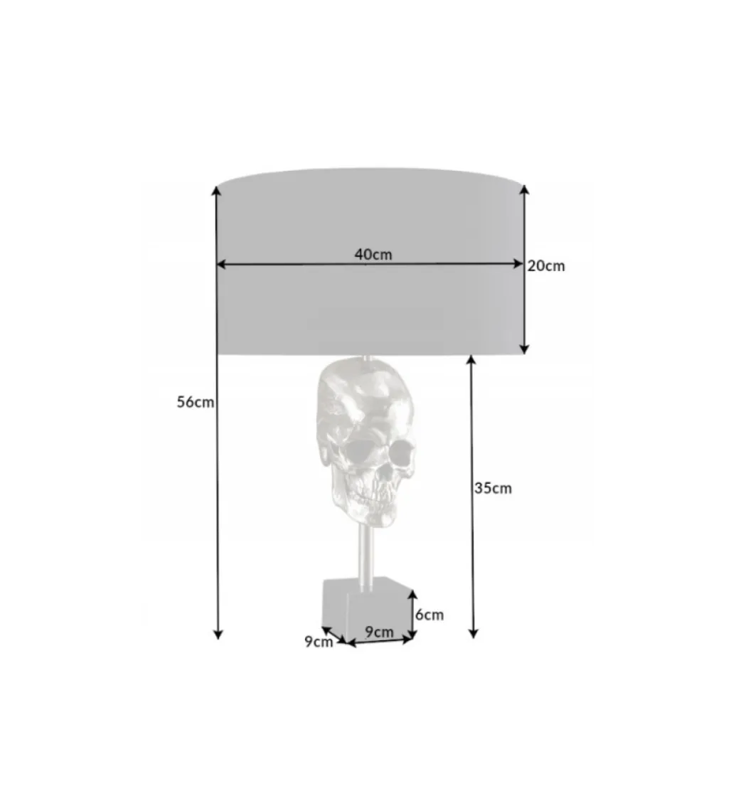 Lampa stołowa SKULL 40 cm srebrna*Invicta Interior Best