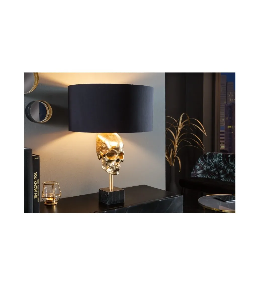 Lampa stołowa SKULL 40 cm złota*Invicta Interior New