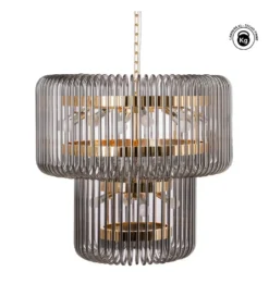 Lampa wisząca CELINK 80 cm złoto szara*DENZO Best
