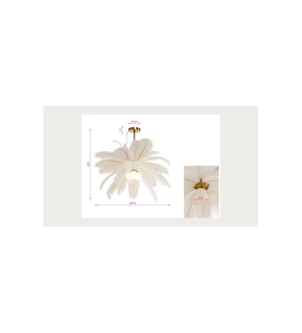 Lampa wisząca FEATHER PALM 87 cm biała*KDesign Best
