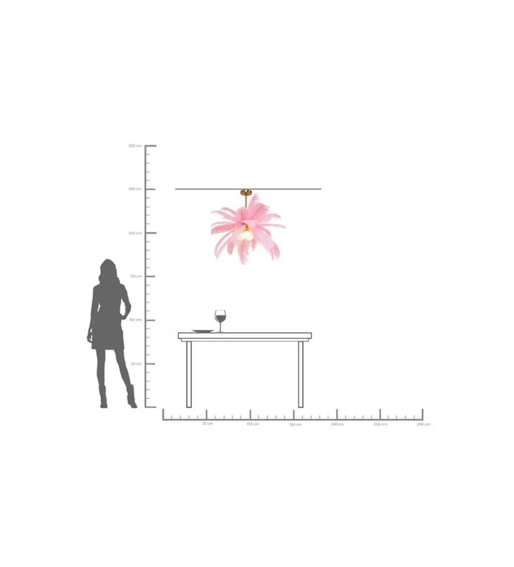 Lampa wisząca Feather Palm 87 cm różowa*KDesign New