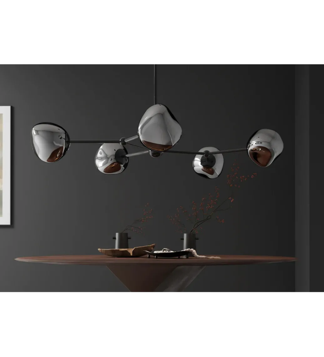 Lampa wisząca LIQUID DIAMOND 5 kloszy szkło dymione*Invicta Interior Hot
