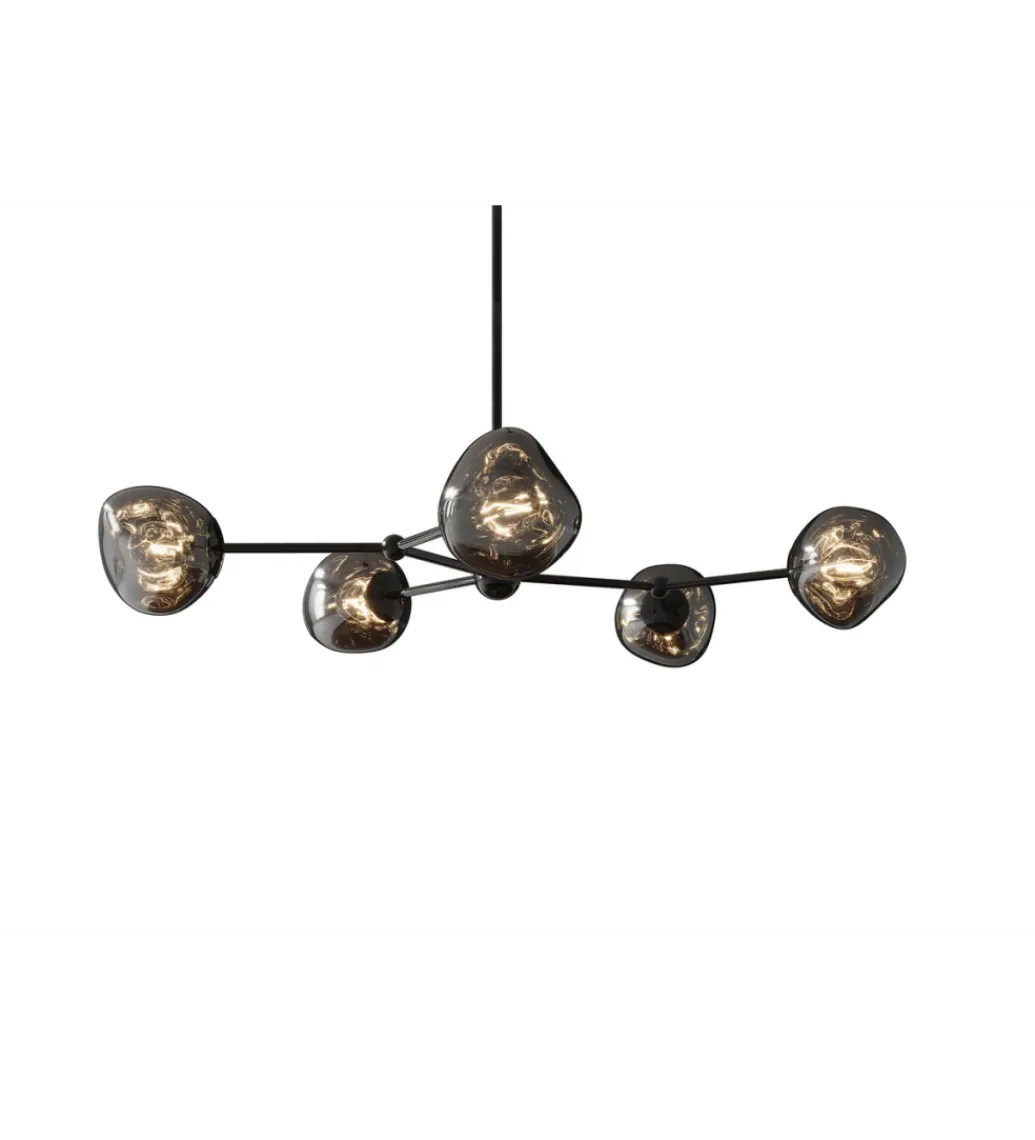 Lampa wisząca LIQUID DIAMOND 5 kloszy szkło dymione*Invicta Interior Hot