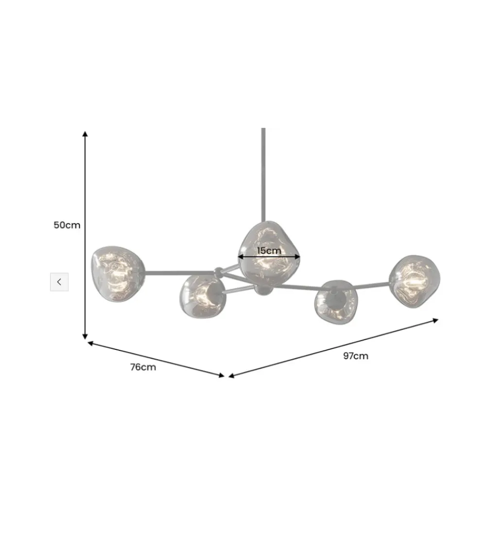 Lampa wisząca LIQUID DIAMOND 5 kloszy szkło dymione*Invicta Interior Hot